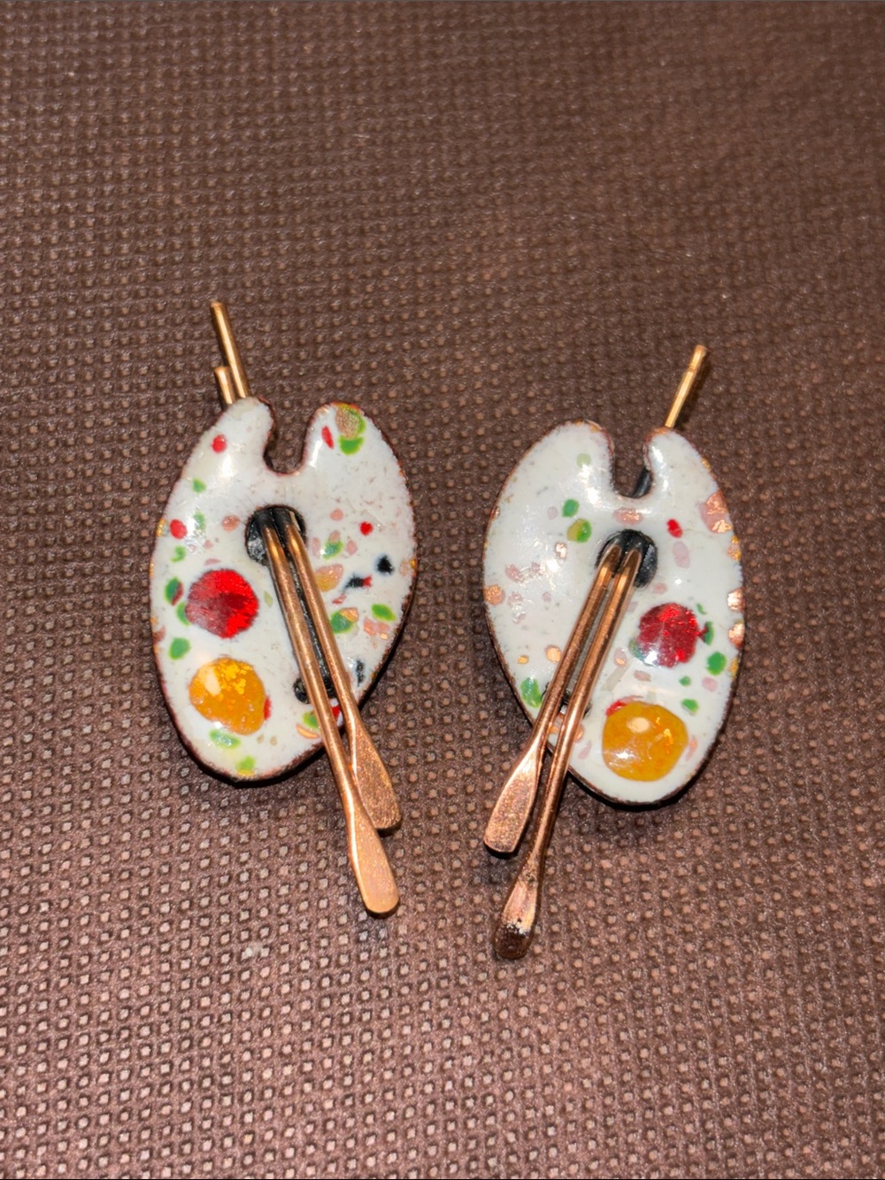 Matisse vintage copper art palette earrings